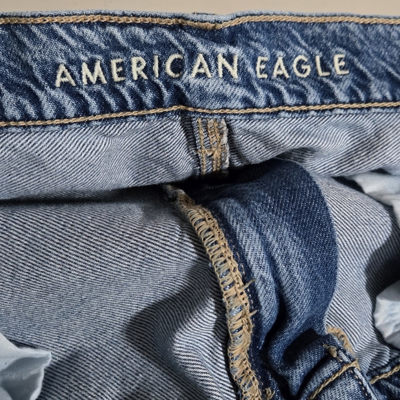 American Eagle Super High Rise Baggy Wide Leg Raw Hem Jeans Size 16 Short - Picture 14 of 16